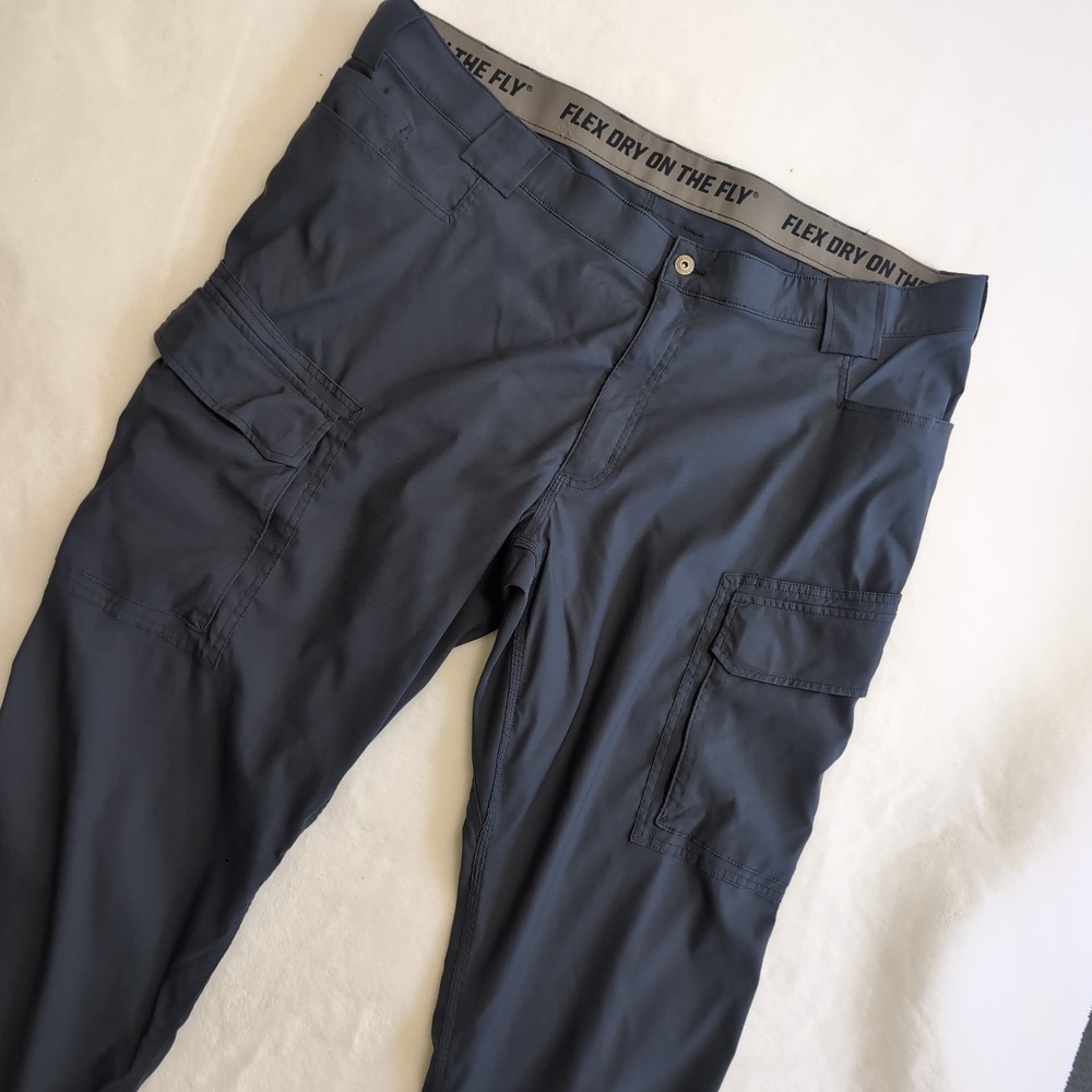 Duluth Trading Flex Dry On The Fly Cargo Pants Mens 46x30 Navy Blue Relaxed Fit